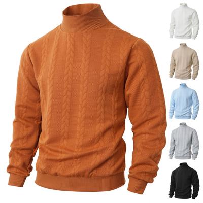 Men Turtleneck Sweater Twisted Knitted Pullover Sweater Casual Solid Color Base Layer