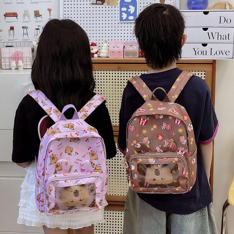 Capybara Backpack Children Cartoon Itabag Adjustable Shoulder Straps Schoolbag