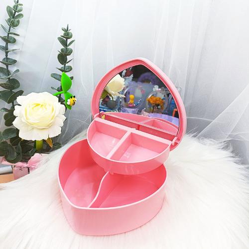 Hair Accessories Box Jewelry Storage With Mirror Pink Hair Clips Rubber Band Organiser For Girls Children Portable Travel Case