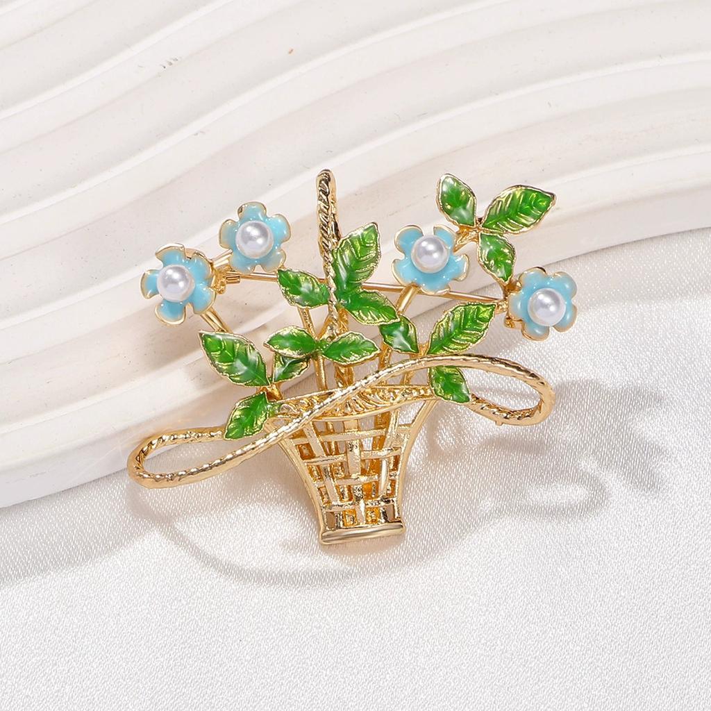 1Pc Retro Creative Flower Basket Brooch Art Fresh Pin Personalized Art Jewelry Accessories Clothing Bag Decoration Gift Trend