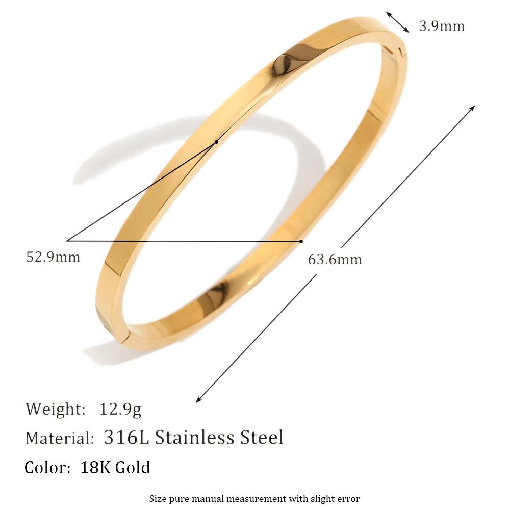 

MamacitaSlay 316L Stainless Steel Smooth Surface Stackable Bangle 18K Gold Plated Waterproof Jewelry Women s Classic Bracelet