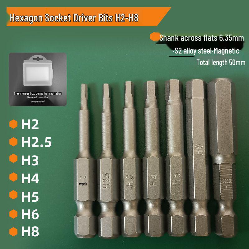 S2 Strong Magnetic Hex Socket Bit - High Strength, Shock Resistant for Hand Drills and Electric Screwdrivers