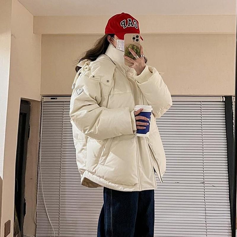 Women Short Down Cotton Jacket Women Harajuku Winter Couple Bread Style Outerwear Casual Thick Warm Hooded Parkas