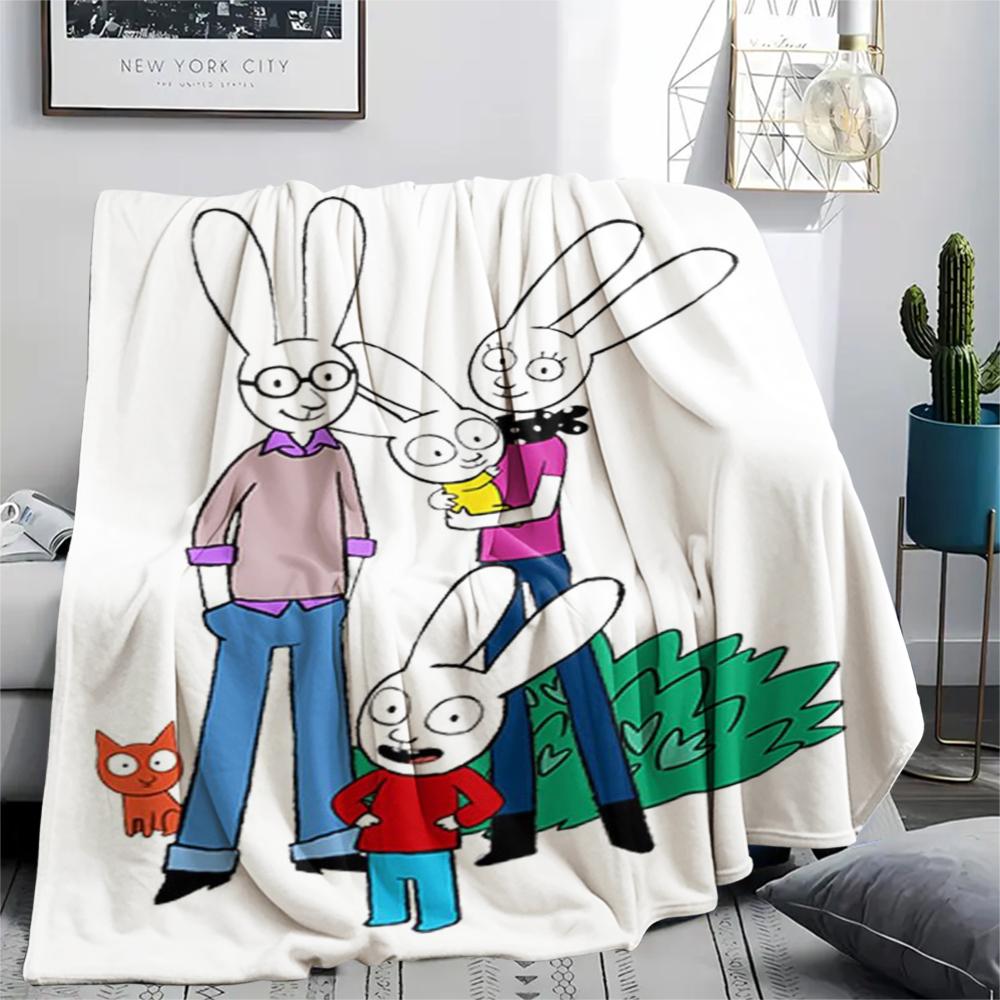1pz Coperta in Flanella con Stampa di Simon il Coniglio, Alta qualità Confortevole per Tutte le Stagioni, Arredamento per la Casa, Calore e Comfort, Perfetta per Regali di Natale157