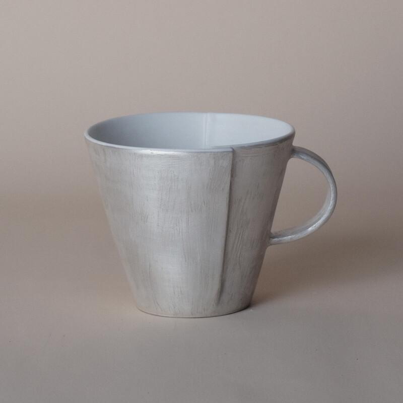 Jingdezhen Autumn Mountain House Pleated Silver Glaze Ceramic Mug