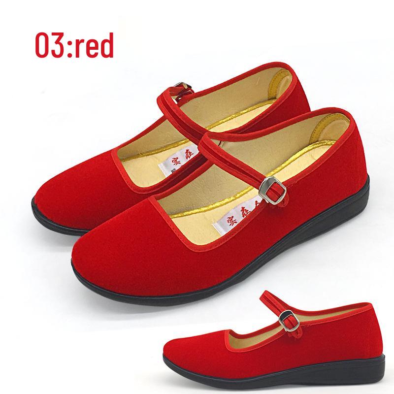 Пекинские женские туфли для танцев на плоском каблуке с мягкой подошвой Size 37
