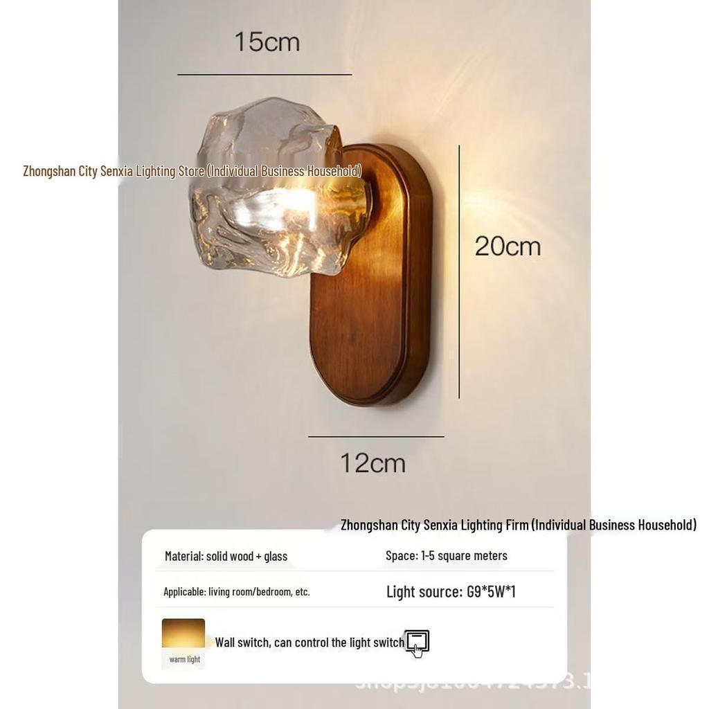 Japanese Retro Minimalist Ice Cube Wall Lamp for Living Room and Master Bedroom