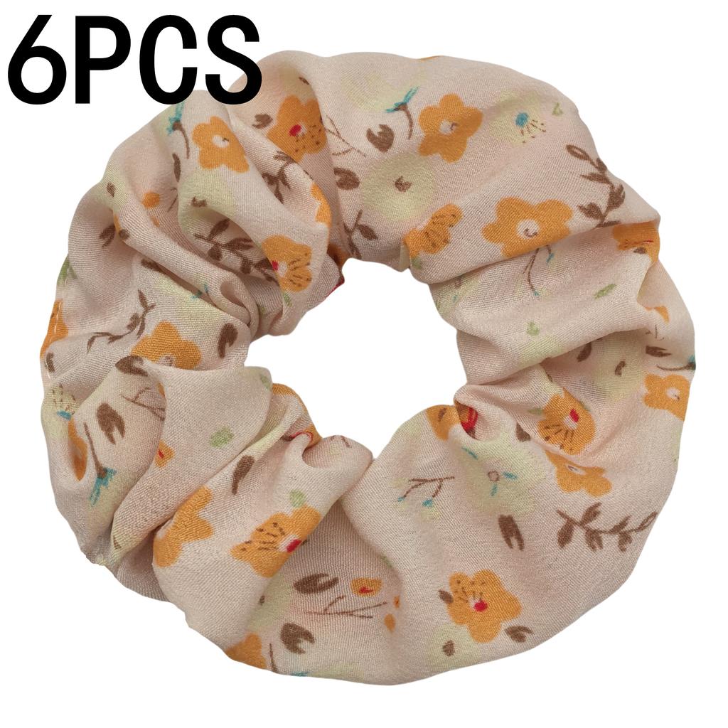 6pcs/lot Hair Scrunchies Bands Scrunchy Ties Ropes Ponytail Holder for Women Accessories Fabric Headwear Ditsy Floral Sweet Cute