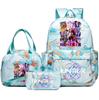 3Pcs/set Anime Demon Hunters Printed Backpack Handbag Pencil Case for Teenager Student Bookbag Schoolbag Women Large Capacity Waterproof Bag