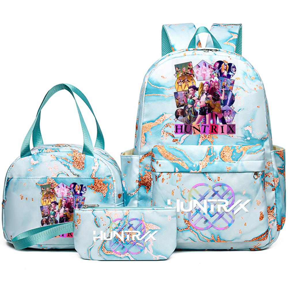 3Pcs/set Anime Demon Hunters Printed Backpack Handbag Pencil Case for Teenager Student Bookbag Schoolbag Women Large Capacity Waterproof Bag