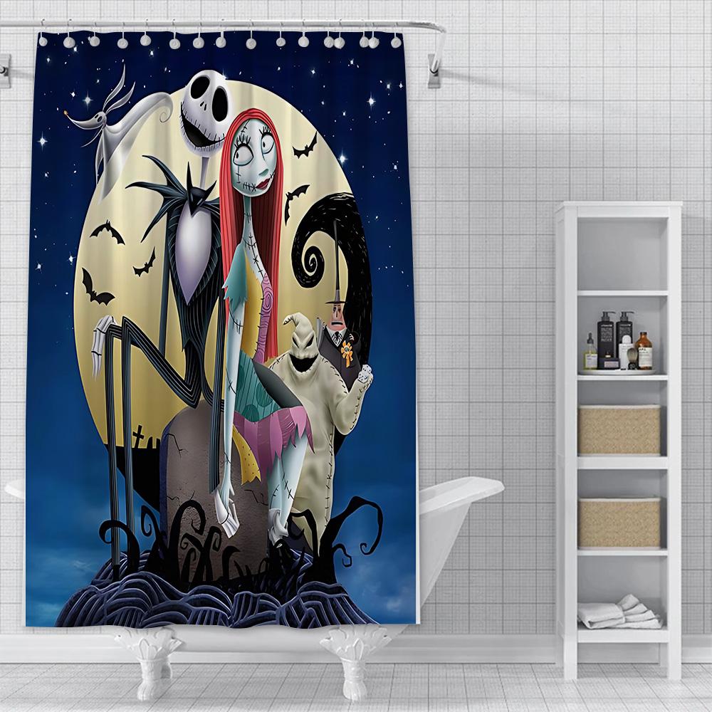 Dusche Jack Skellington Vorhang Wasserdicht Polyester Stoff Farbe Bunt Badezimmervorhänge Haus Badezimmer Dekor Vorhang Mit Haken