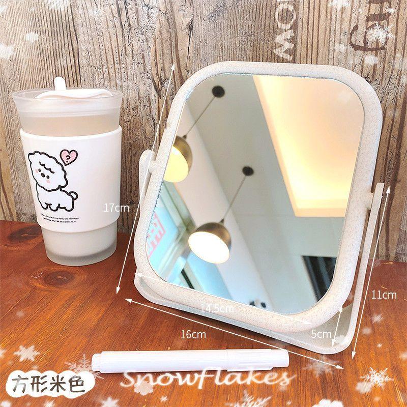 European Style Makeup Mirror Dual Side Rotating Desktop Vanity Mirror with Stand for Dorm