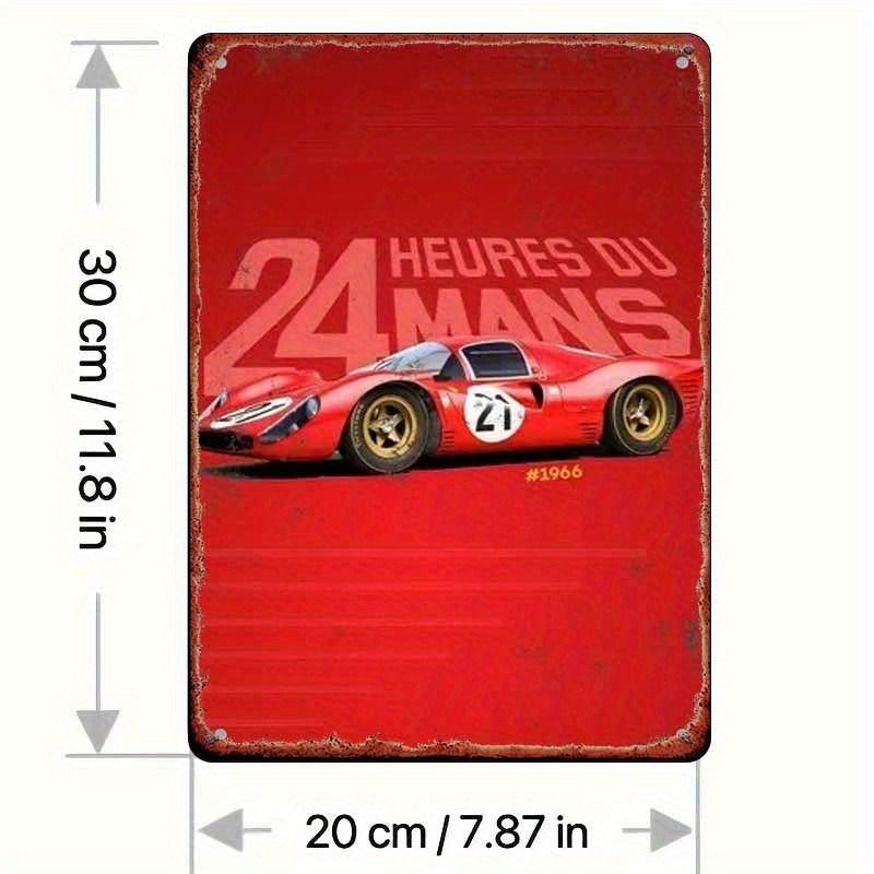 Racing Car Retro Style Metal Decorative Painting for Garage Room Decor
