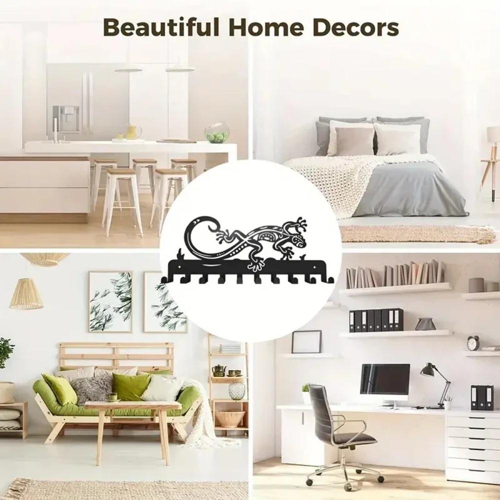 1шт. Металлическая настенная вешалка для полотенец Lizard с 10 крючками – прочная вешалка — фото 7