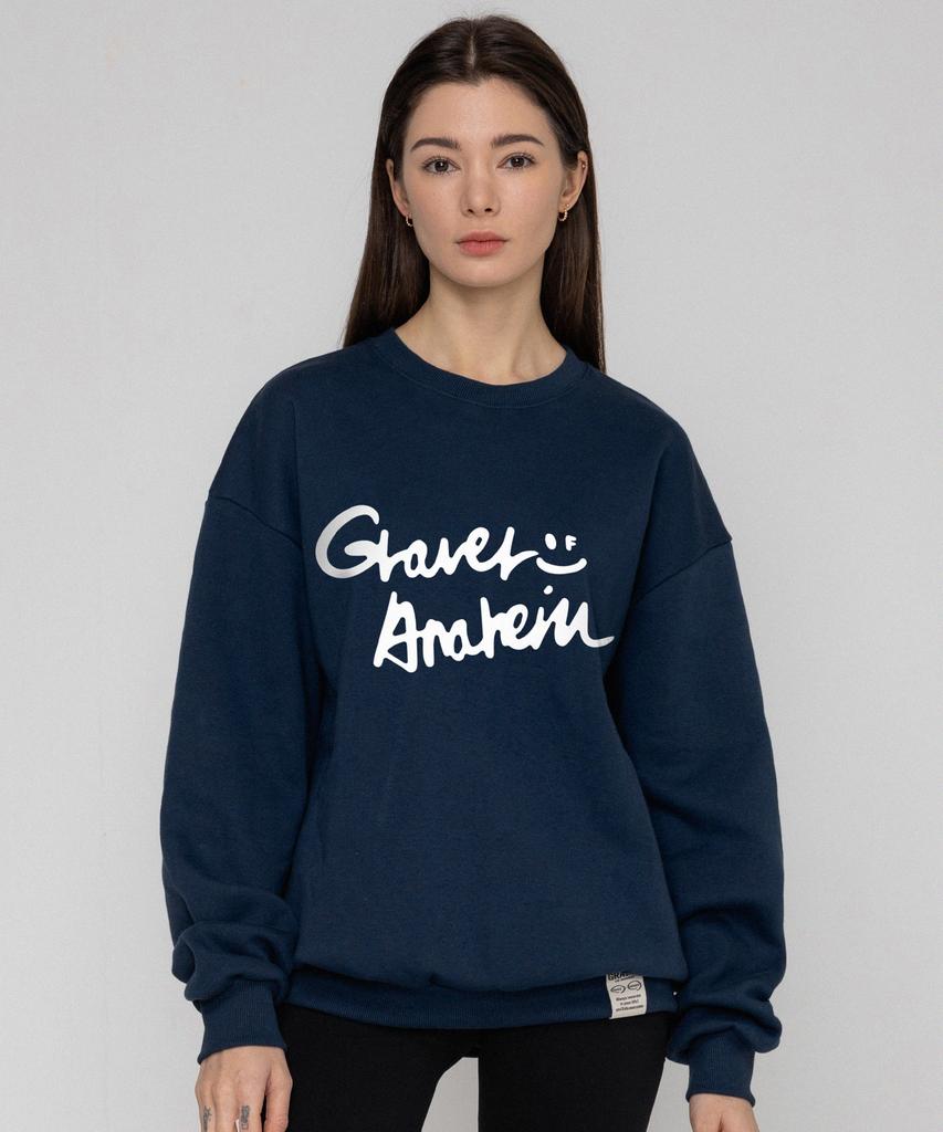 GRAVER [Unisex] Drawing Logo Smile Sweatshirt_Navy