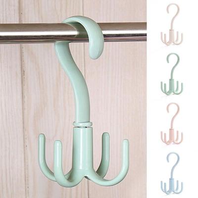 Tie Holder Cloth Rack Shelf Storage Plastic Hanger Rotating Four-claw Hook 4 Hook Multifunction