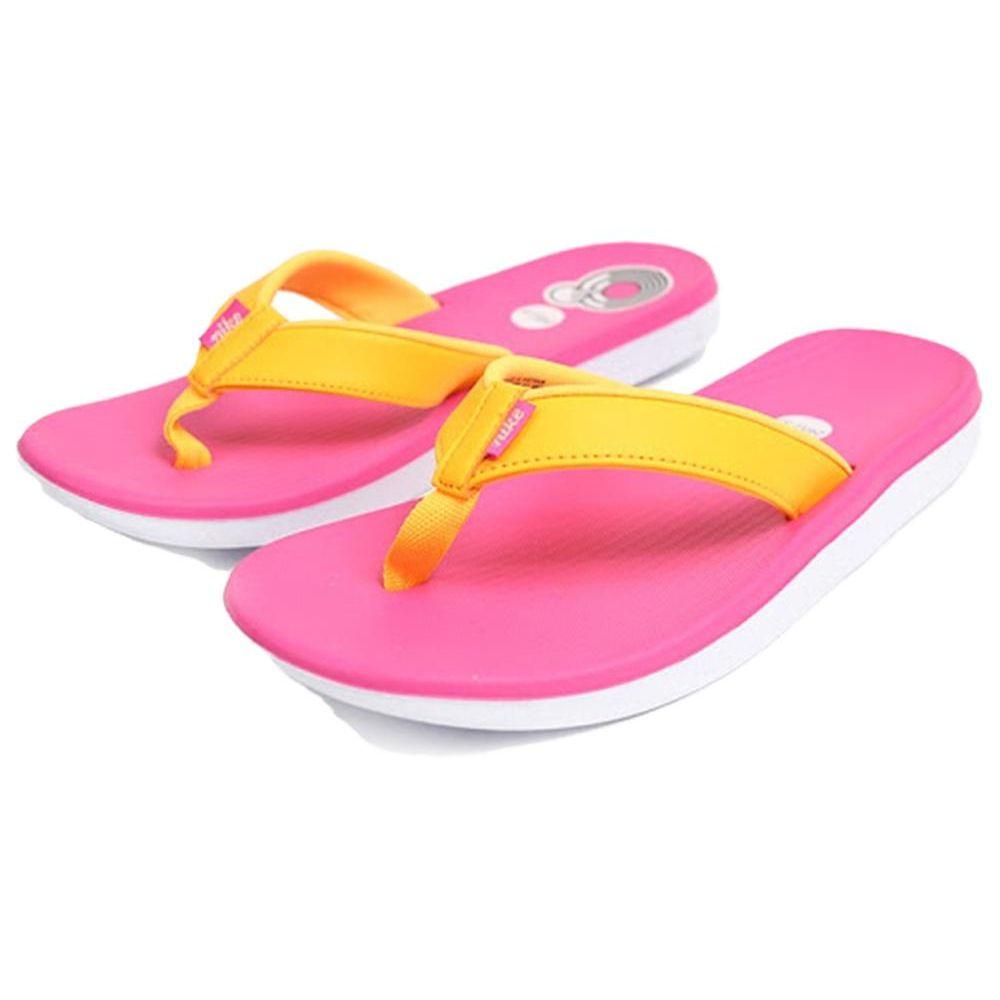 Nike Bella Kai Thong Lightweight Comfortable Stylish Flip Flops Women Footwear Pink Yellow AO3622-602