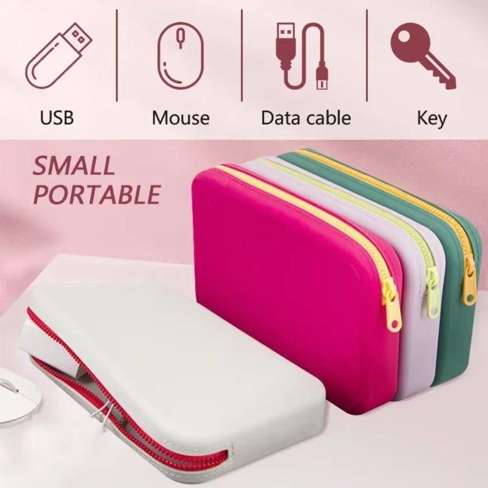 Multifunction Silicone Cosmetic Bag Waterproof Data Cable Coin Purse Travel Passport Bag  Handbag