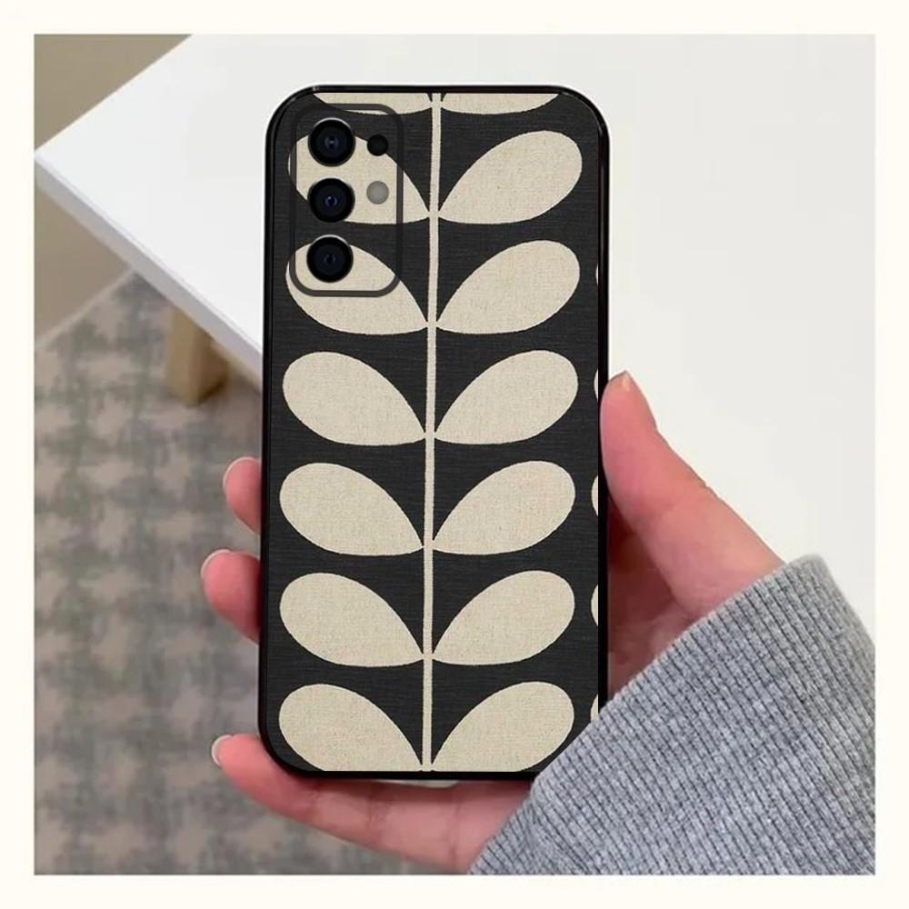 Custodia a Portafoglio Multi Stem Orla Kiely per Samsung S24,S21,S22,S23,S30,Ultra,S20,Plus,Fe,Lite,Note,10,9,5G Nera Morbida
