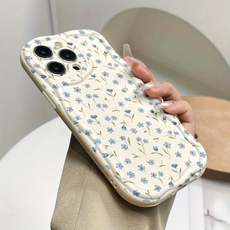 Fresh Small Blue Floral Silicone Phone Case For iPhone 11 12 13 14 15 16 17 Pro Max Air 16E XS XR 14 Plus Shockproof Soft Cover