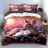 Deer and Rabbit Floral Scene Bedding Duvet Cover Set  (1*Duvet Cover 2*Pillowcases, without duvet insert)