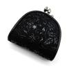 Inden-ya Inden Coin Case Deer Leather Lacquerware No.1105 ([1-041] Black Ground - Black Lacquer Floral Arabesque)