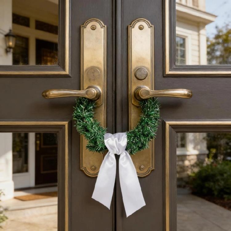 Christmas Wreath Sash 122cm Long Soft Polyester Wreath Ribbon Hanging Ornament For Front Door Doorway Holiday Decoration