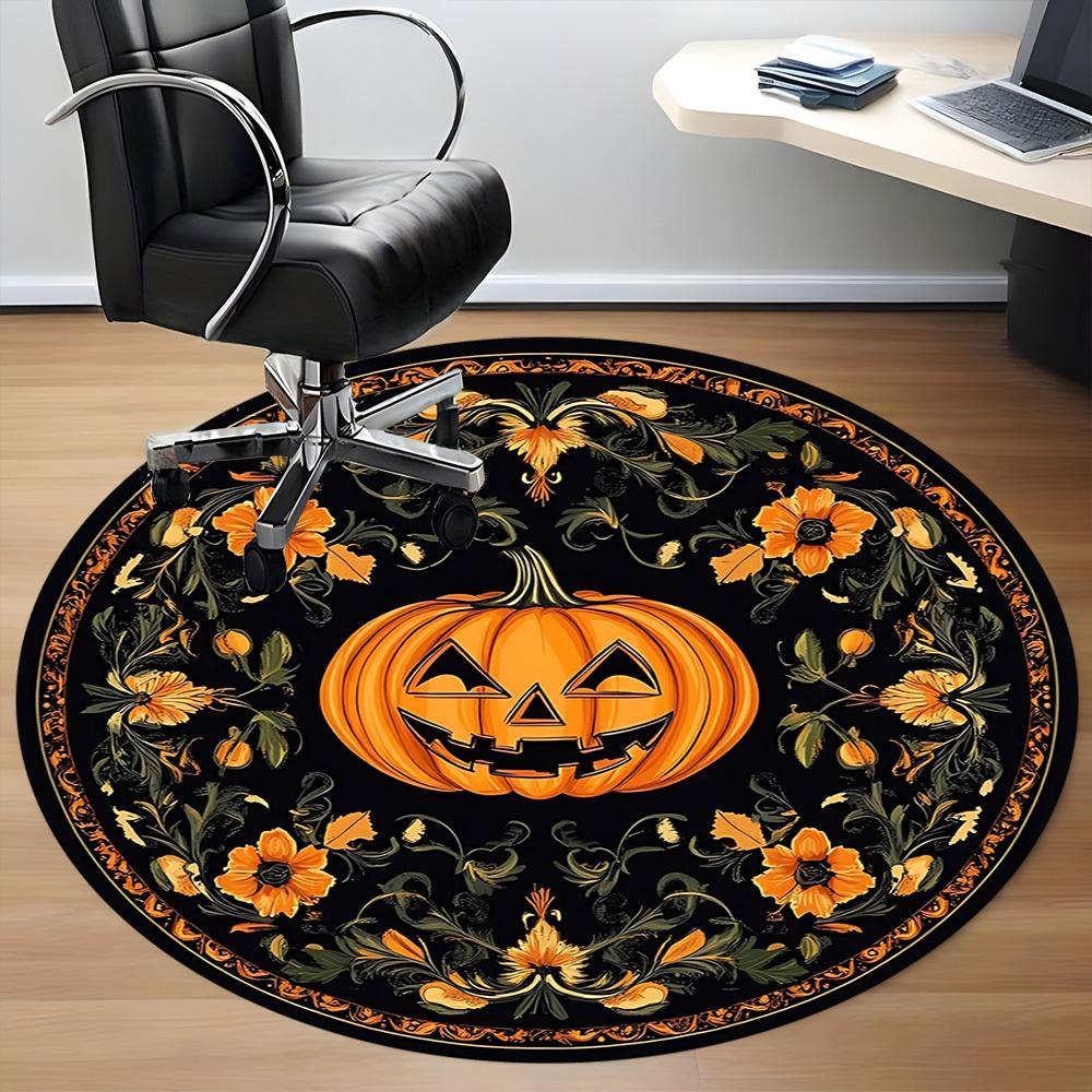 1PC Halloween Pumpkin Decor Chair Carpet for Office Non-Slip, Lightweight, Machine Washable Rug for Office, Sleeping, Room - Holiday Decoryy25100912