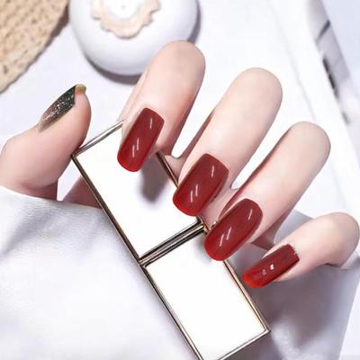 Fake Nail Medium-Long Nail Red Fitting Safe Wear-resistant Perfect Wine Fake for Festivals Special