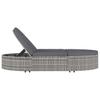 Double Sun Lounger with Cushions Poly Rattan Gray
