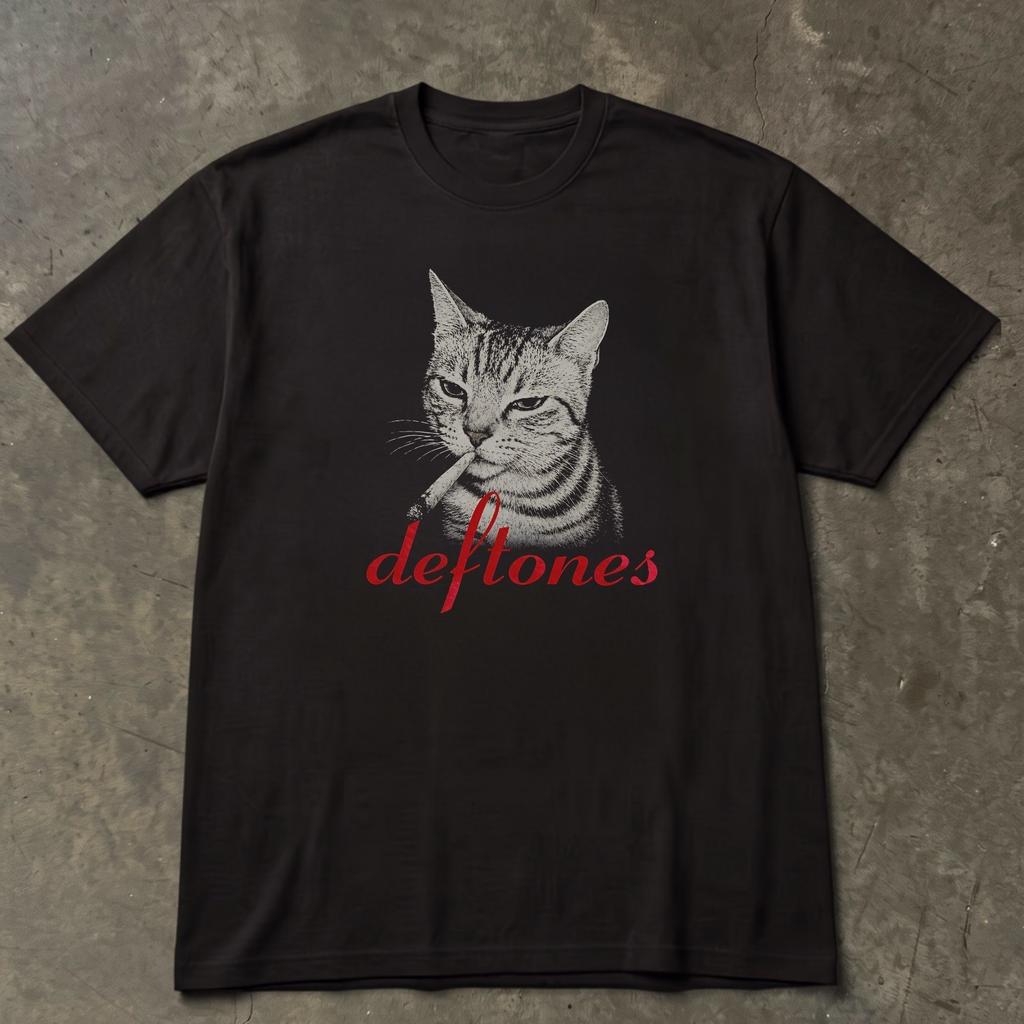 Deftones Smoking Cat T-Shirt, Retro Alt Rock Band Aesthetic Graphic Tee
