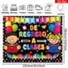 2D flat banner 1 piece of Spanish back-to-school party background fabric theme pattern for welcoming back to school