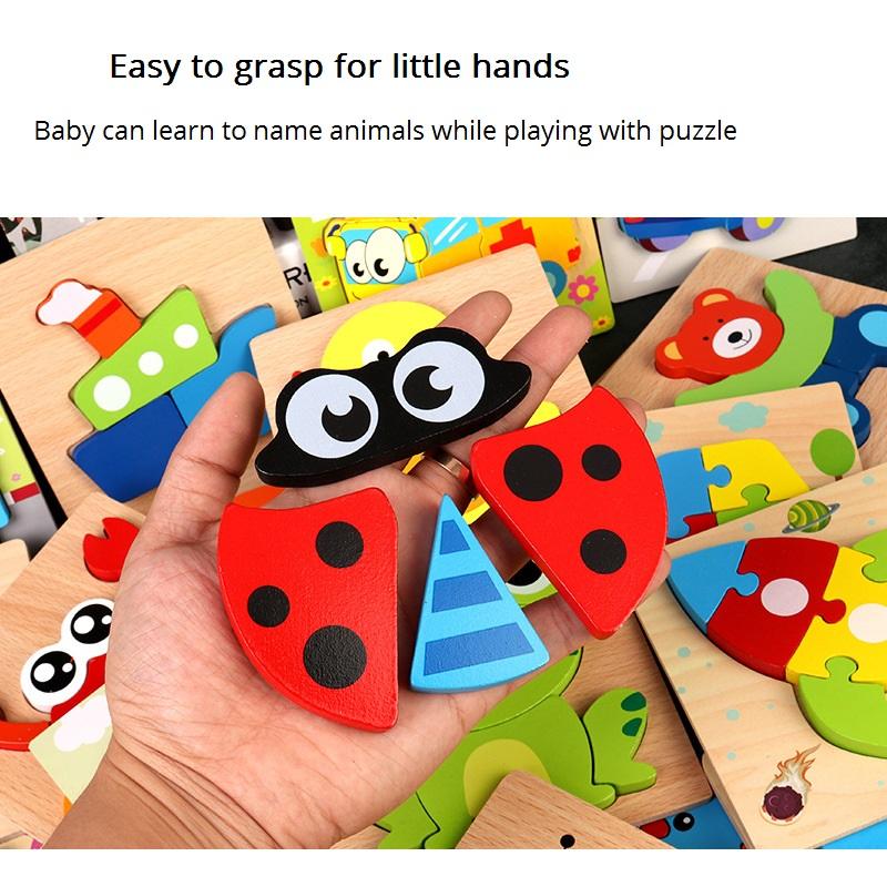 Wooden Jigsaw Puzzles Baby Animal Puzzles for Children 1 2 3 Years Kids Wood Puzzle Games Educational Montessori Toys Child Gift