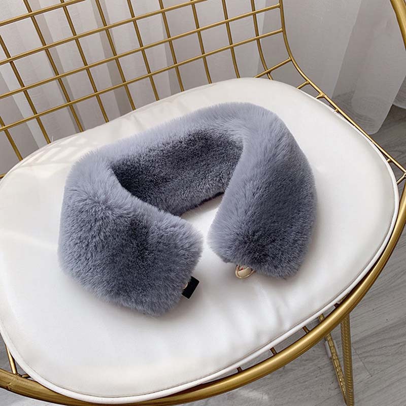 

Женский шарф с меховым воротником, модный осенне-зимний шарф с потайной пуговицей из кроличьего меха, теплый шарф с петлей из искусственного лисьего меха из искусственного кроличьего меха One size