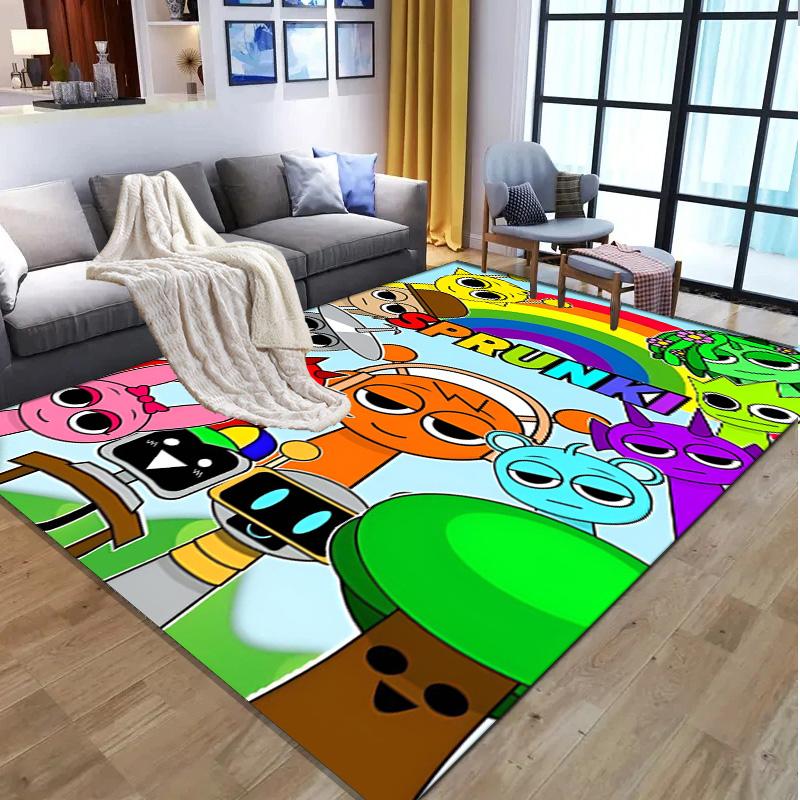 Sprunki Game Pattern Rug, Indoor/Outdoor Mat, for Picnic, Gameroom, Bedroom, Office, Living Room, Home Decor Carpet, Birthday Gift
