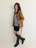ETMON Belted Collar Suede Jacket Camel