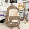 Student Grade 3-6 Schoolbag Women's Large Capacity Cartoon Backpack Campus Color Block Backpack