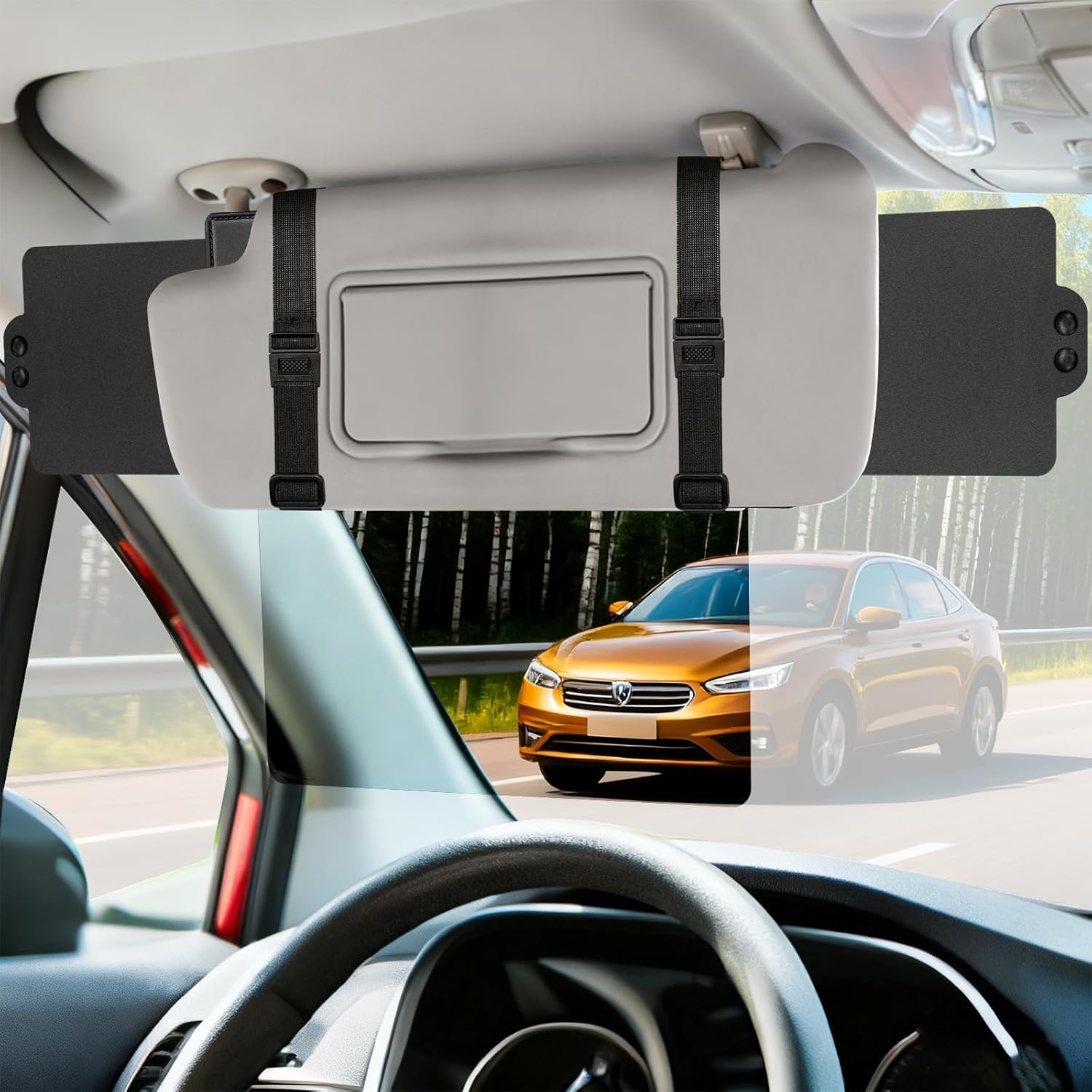 Sun Visor Extender For Car, Visor Extender Sun Blocker, Sun Visor Extension With Anti-Glare Lens Blocks UV & Sunlight, Adjustable Car Sun Visor For