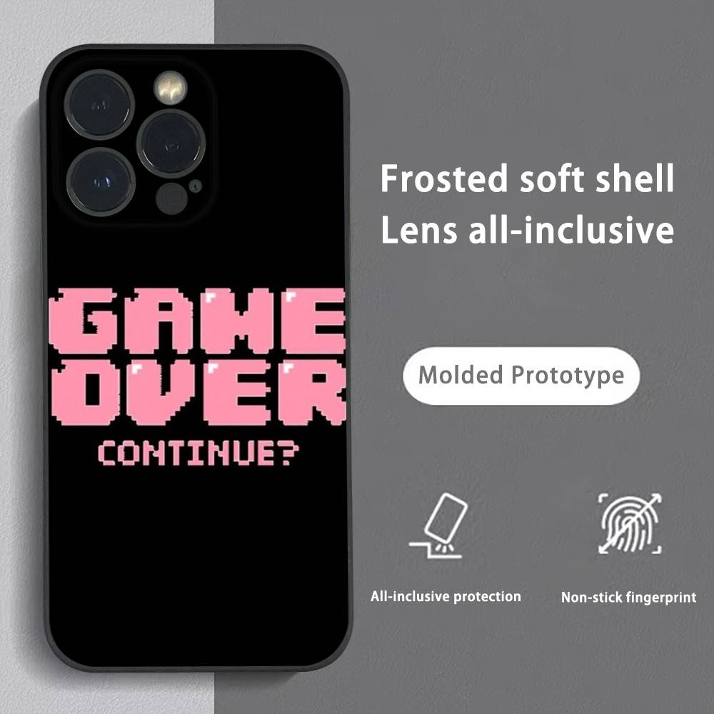 Fashion Game over Pink Phone Case For iPhone 16 15 14 13 Pro Max Plus Mini Frosted Soft Shell Funda