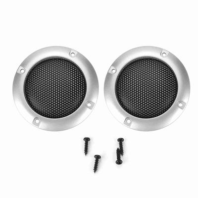 Copertura protettiva in rete per altoparlante per auto con cerchio in maglia d'acciaio decorativa per altoparlante da 2 pollici (Argento)
