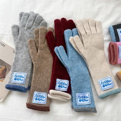 New Solid Color Gloves For Women In Winter Versatile For Students Cute Five Finger Knitted Knitted Couple Touchscreen Cute Warm Cycling