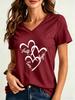 Funny Love 3D Print Women's T-Shirts Fashion V-neck Short Sleeve Tops Daily Casual Girl T shirt Summer Loose Tee Ladies Clothing