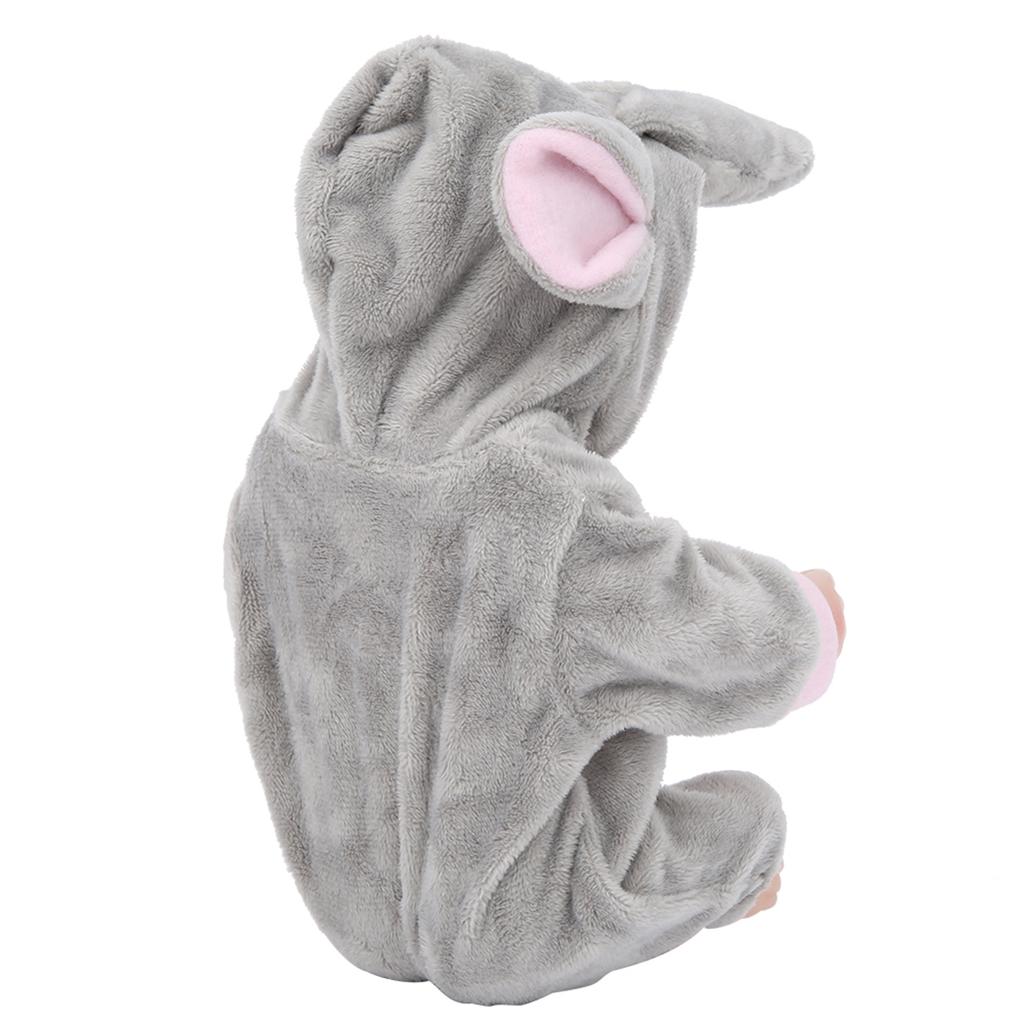 Mini Baby Doll Lifelike Silicone Closing Eyes Bath Toys Girls Doll Toy for NewbornsGray Pink Doll