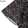 ZANZEA Vestito estivo casual da donna con scollo rotondo e maniche corte con stampa floreale
