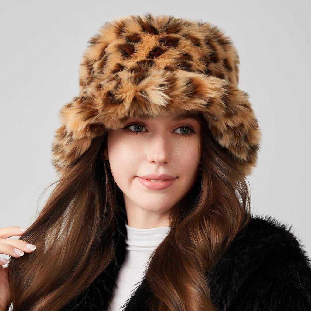 High-Quality Women's Winter Faux Fur Bucket Hat with Ear Protection and Wide Brim