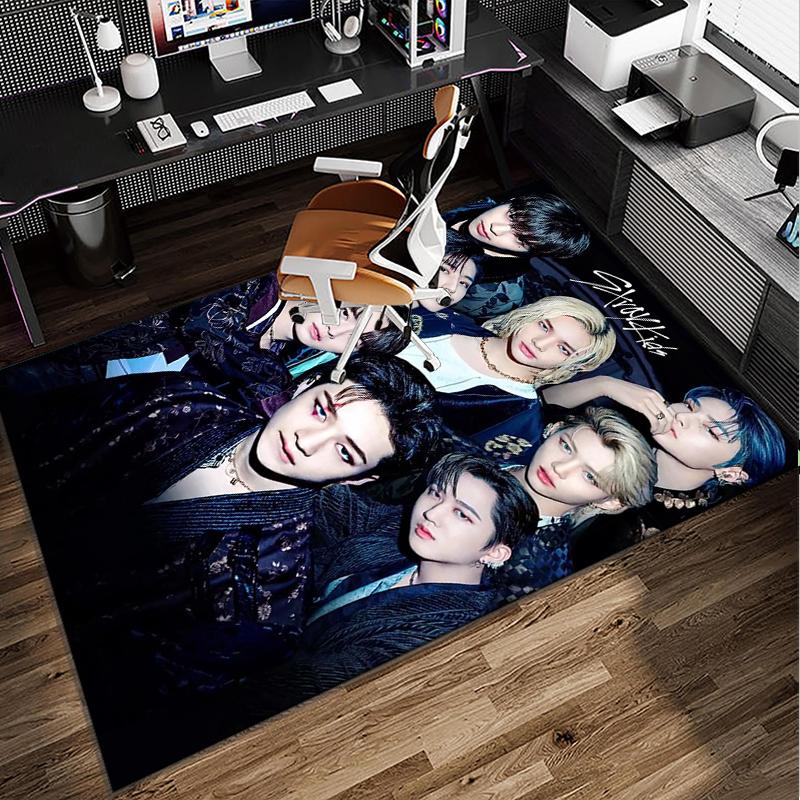 K-pop Group Stray Office Rug Chair Mat, Game Carpet, Suitable for Front Door, Bedroom, Living Room, Desk, Holiday Gift