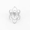 Dawapara Flower of Life Talisman Resizable Finger Rings for Men Women Hollow Adjustable Ring Stainless Steel Jewelry