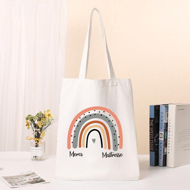 New Female Bag Shopping Bags Shoulder Bag Foldable Reusable Casual Thank You Mistress Print Canvas Student Portable Handbags