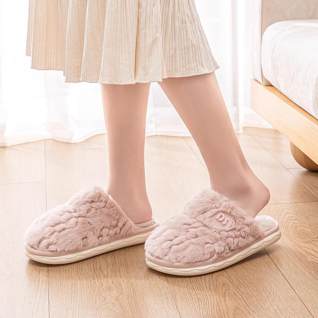 Winter cotton slippers home indoor non-slip and deodorant 2025 new piled thickened soft bottom fluff cotton mop