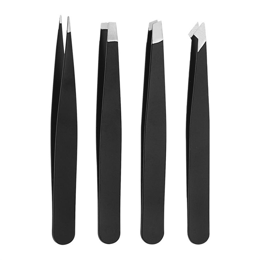 Tweezers Set 3-4pcs Stainless Steel Eyebrow Precision Sharp Tip Tweezers for Body Ingrown and Facial Hair Removal